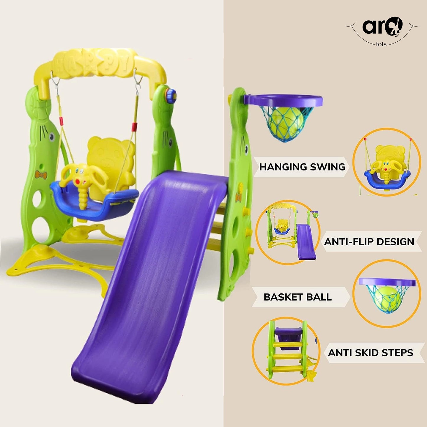 Dolphin Kids Slide with Swing for Extra Fun by AROTOTS