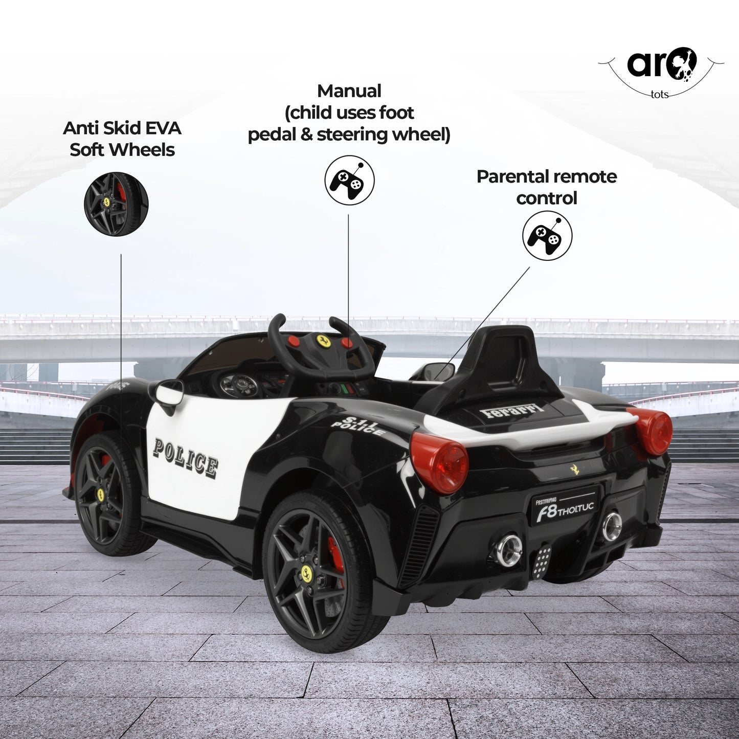 F8 Ferrari Police Toy Car for Kids – AROTOTS
