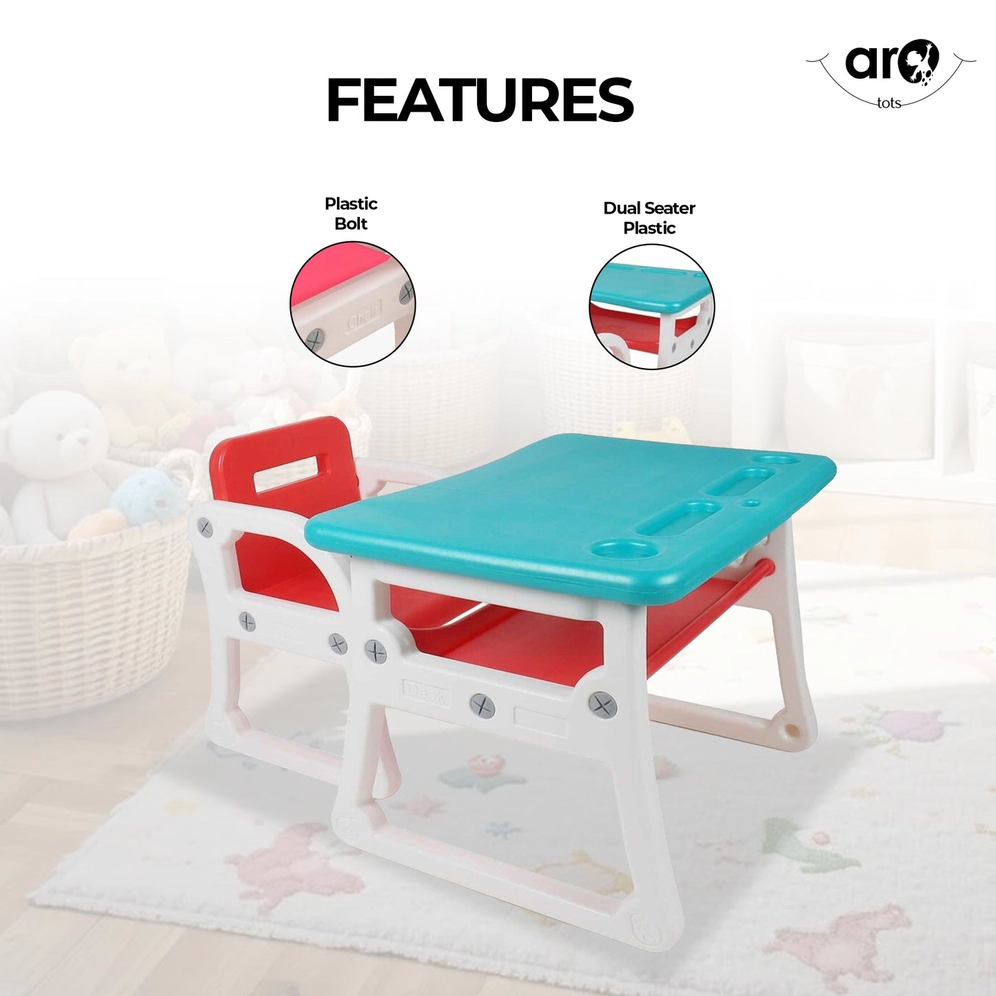 Study Buddy Table Chair Set for Kids Study and Play by AROTOTS