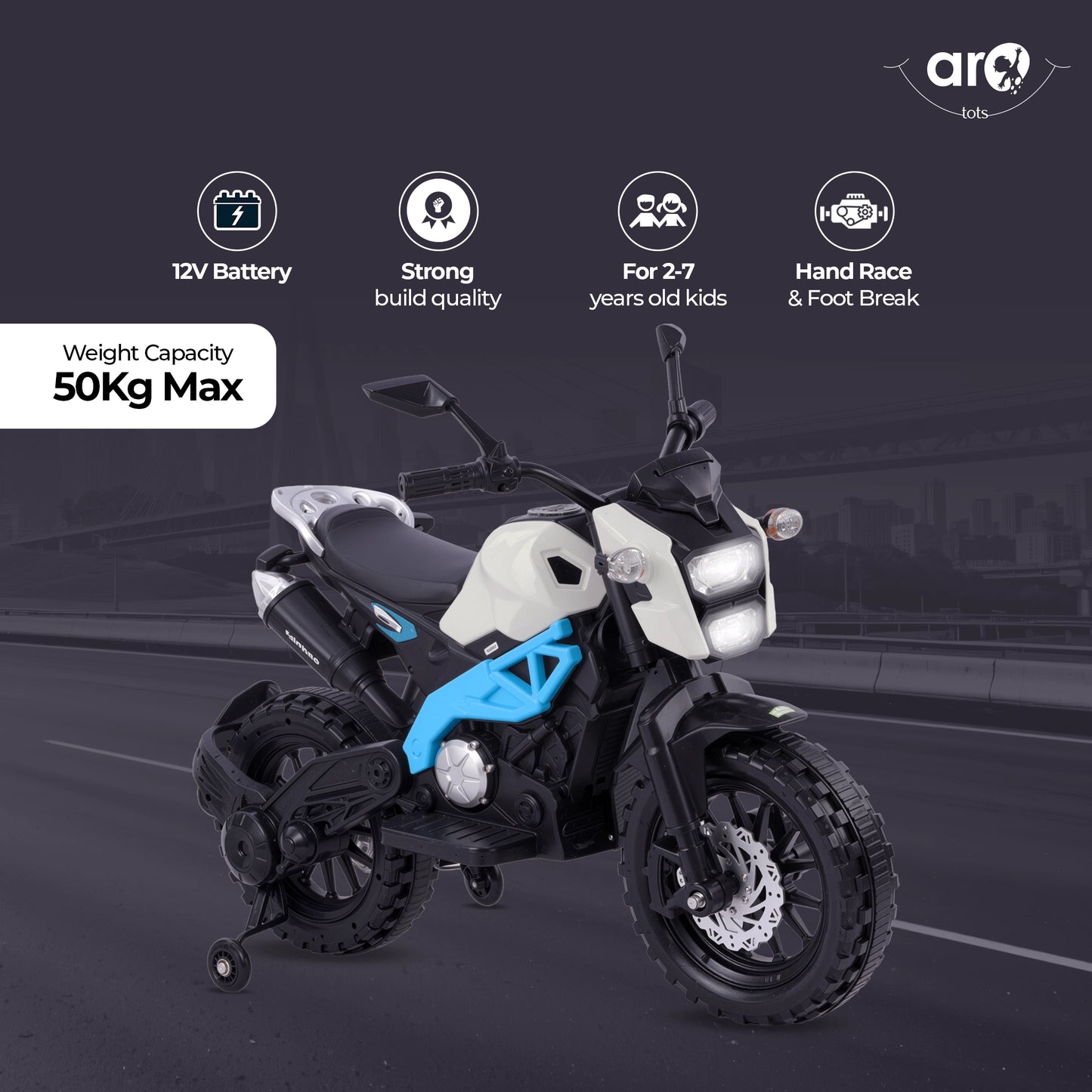 Kids Terrain Style Electric Ride On Bike - AROTOTS