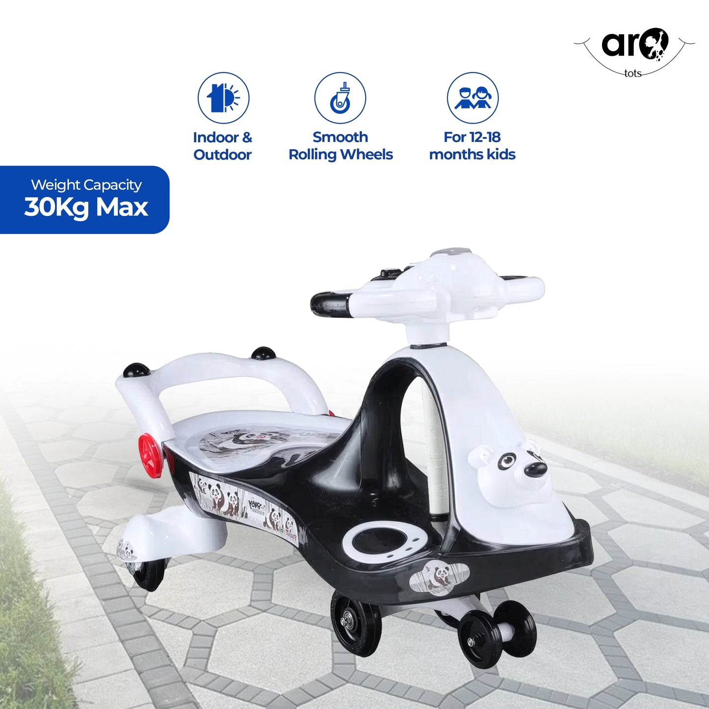 Panda Kids Magic Car with Backrest Ride On Toy by AROTOTS