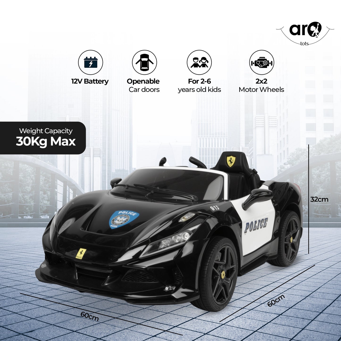 F8 Ferrari Police Toy Car for Kids – AROTOTS