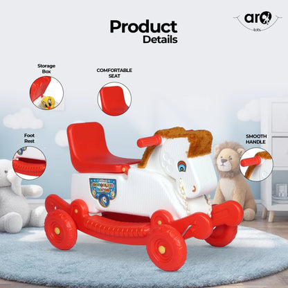 Mangolian Horse Kids Ride On Toy with Stable Design by AROTOTS