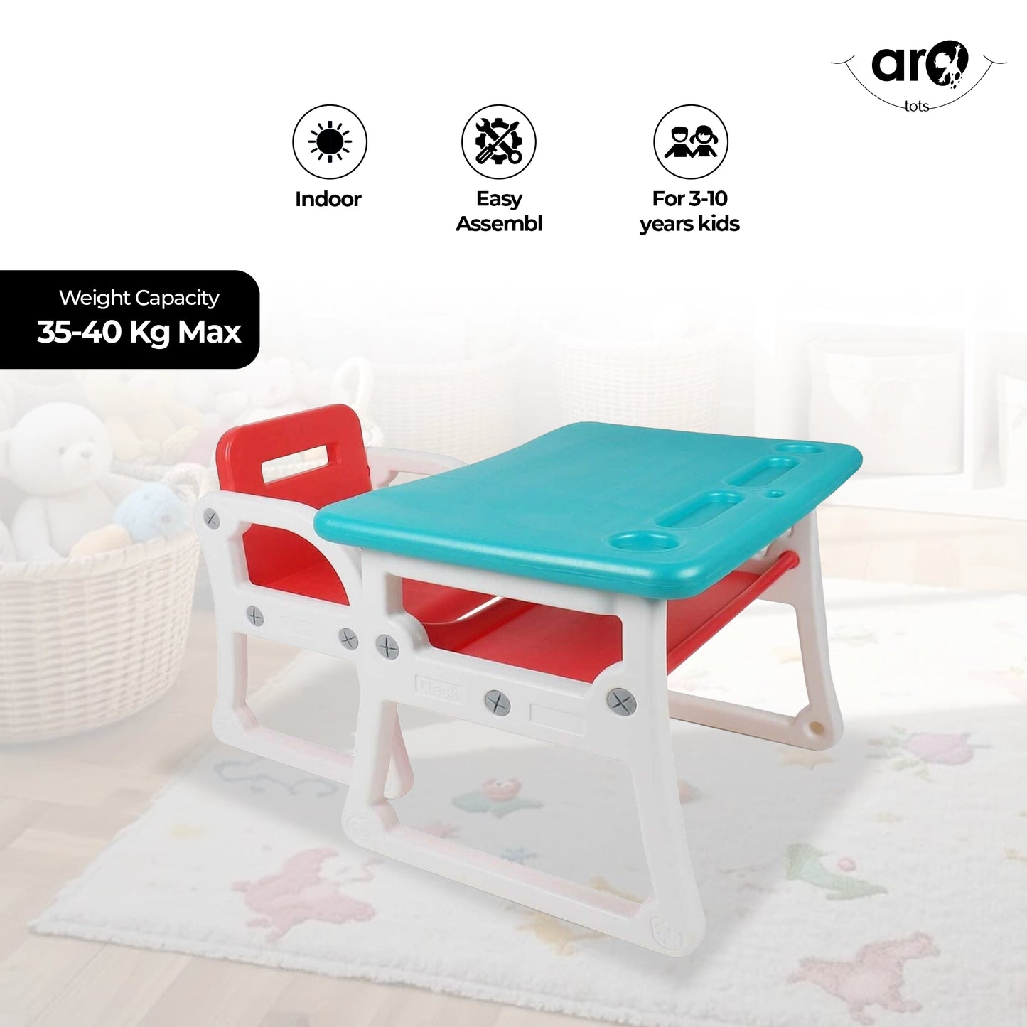 Study Buddy Table Chair Set for Kids Study and Play by AROTOTS