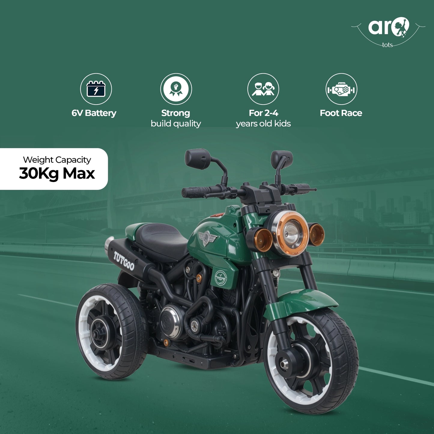 Kids Hawk Style Electric Ride On Bike - AROTOTS