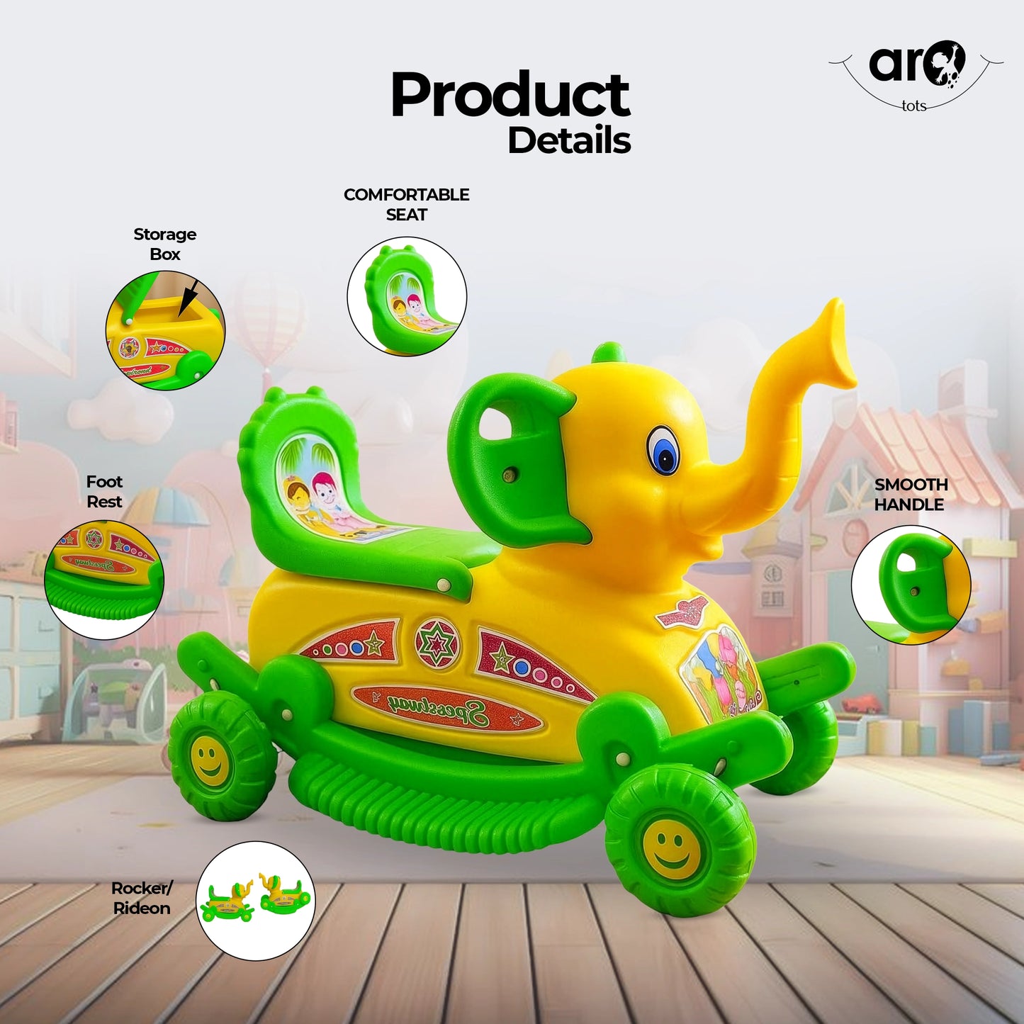 Elephant Rider Kids Ride On Toy for Fun Movement by AROTOTS
