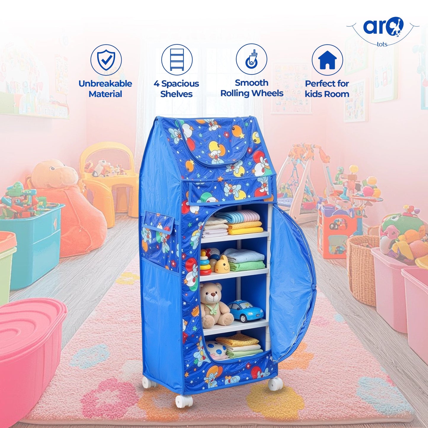 4 Tray Plastic Kids Almirah for Toy Storage by AROTOTS