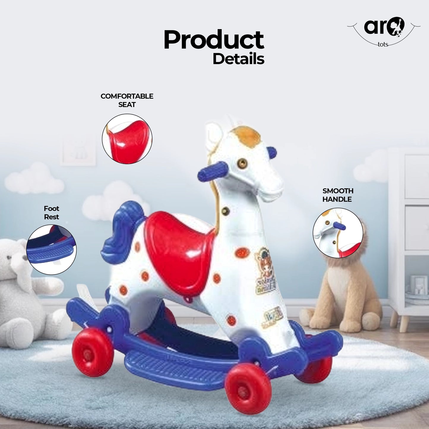 Sultana Horse Kids Ride On Toy for Smooth Riding by AROTOTS