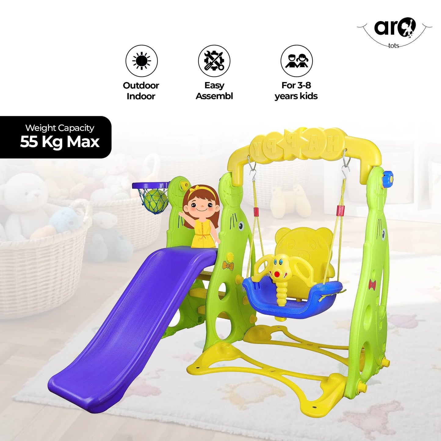 Dolphin Kids Slide with Swing for Extra Fun by AROTOTS