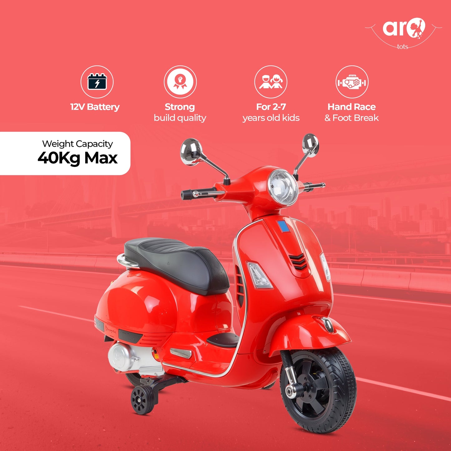 Kids Vespa Style Electric Scooty - AROTOTS