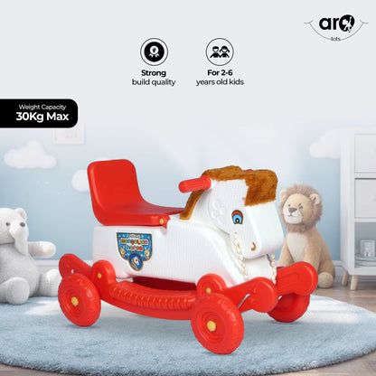 Mangolian Horse Kids Ride On Toy with Stable Design by AROTOTS
