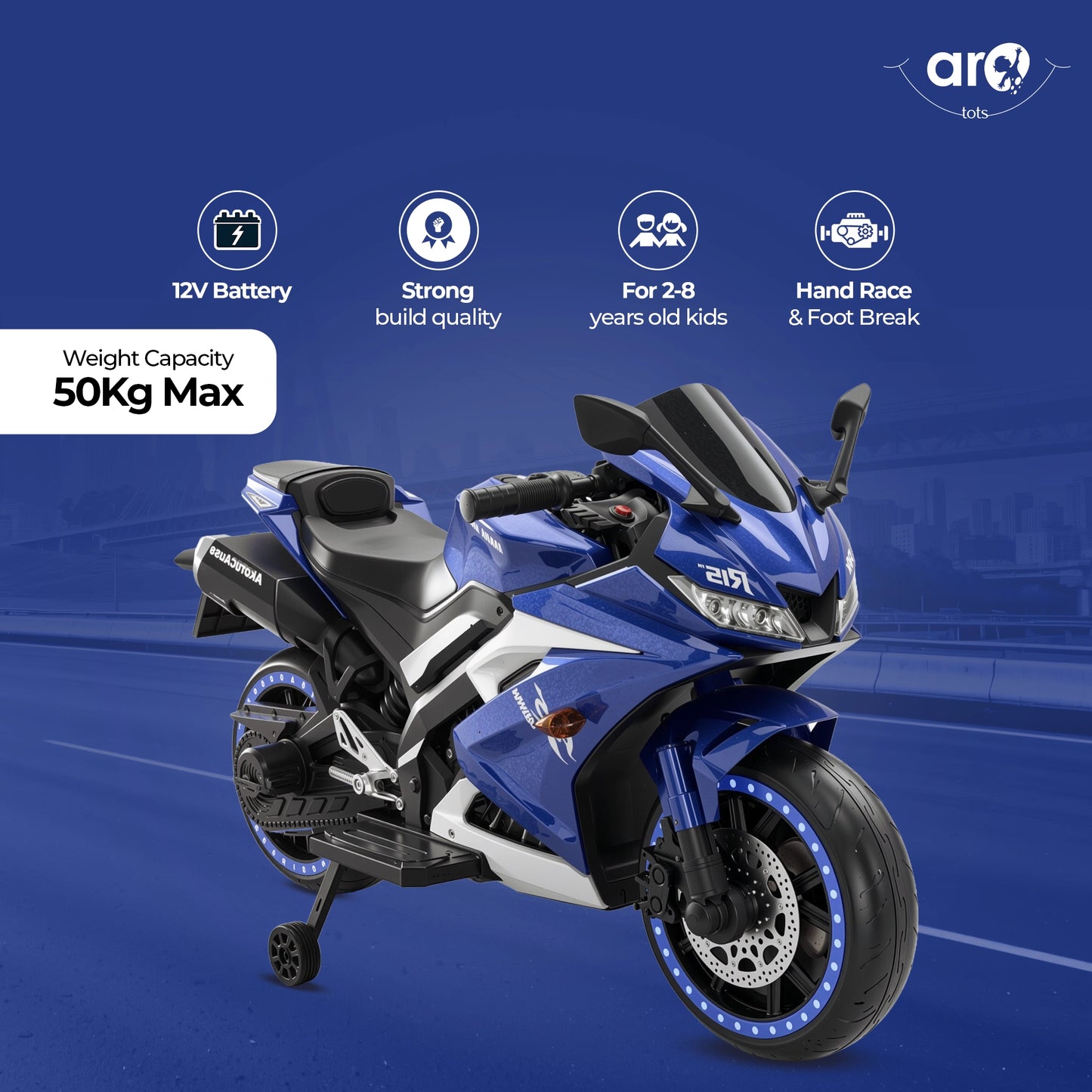 Kids Yamaha R15 Style Electric Ride On Bike - AROTOTS