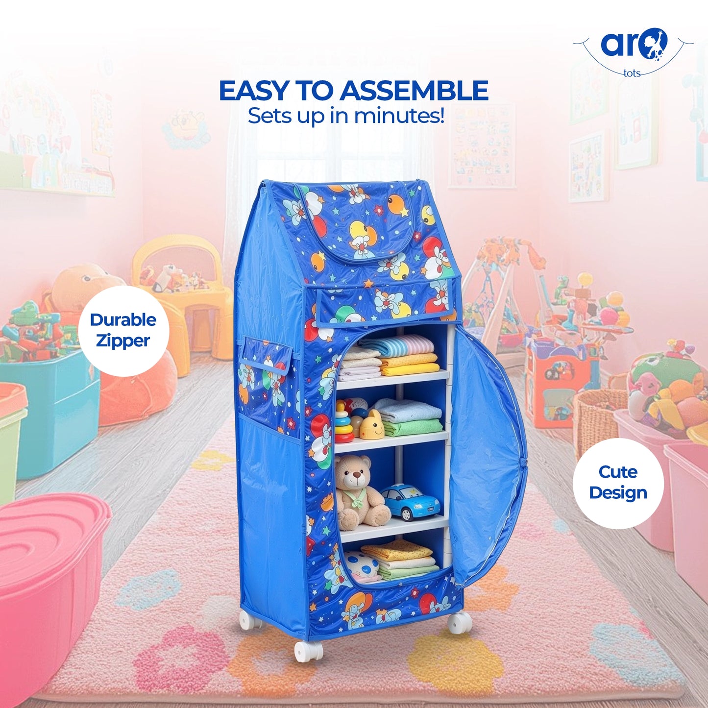 4 Tray Plastic Kids Almirah for Toy Storage by AROTOTS