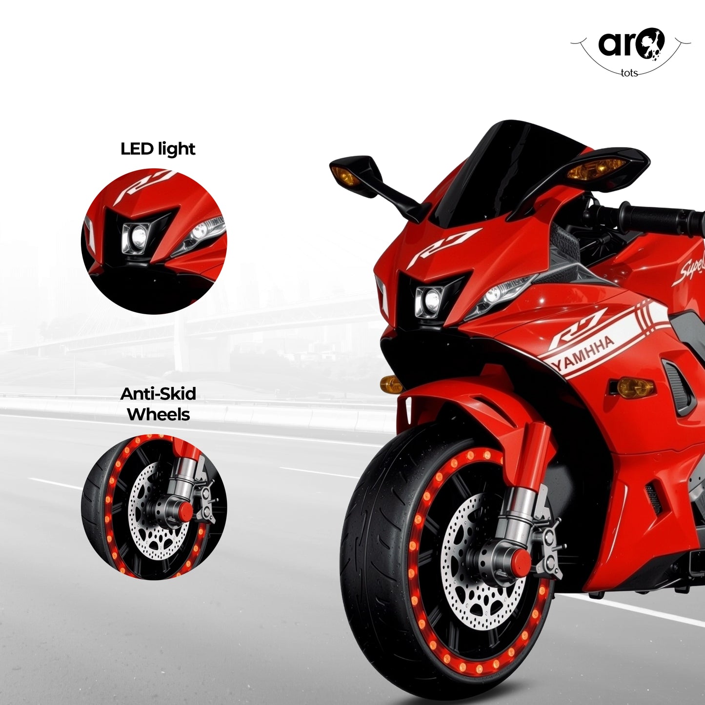 Kids Yamaha R7 Style Electric Ride On Bike - AROTOTS