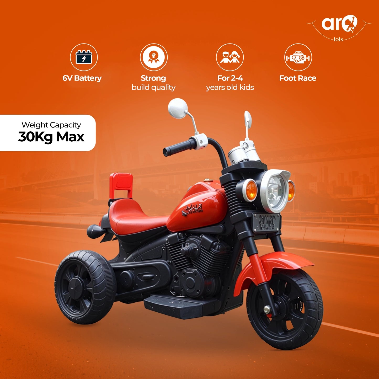 Kids Harley Style Electric Ride On Bike - AROTOTS