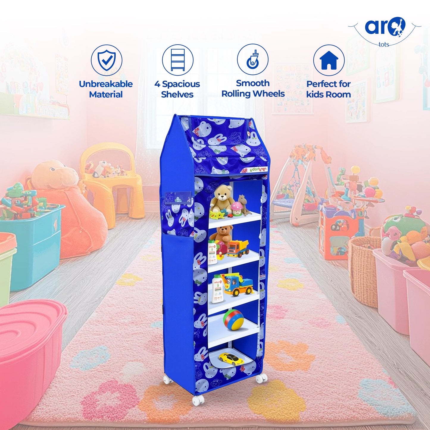 5 Tray Plastic Kids Almirah for Toy and Clothes Storage by AROTOTS
