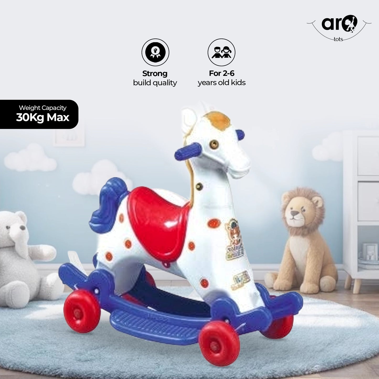 Sultana Horse Kids Ride On Toy for Smooth Riding by AROTOTS